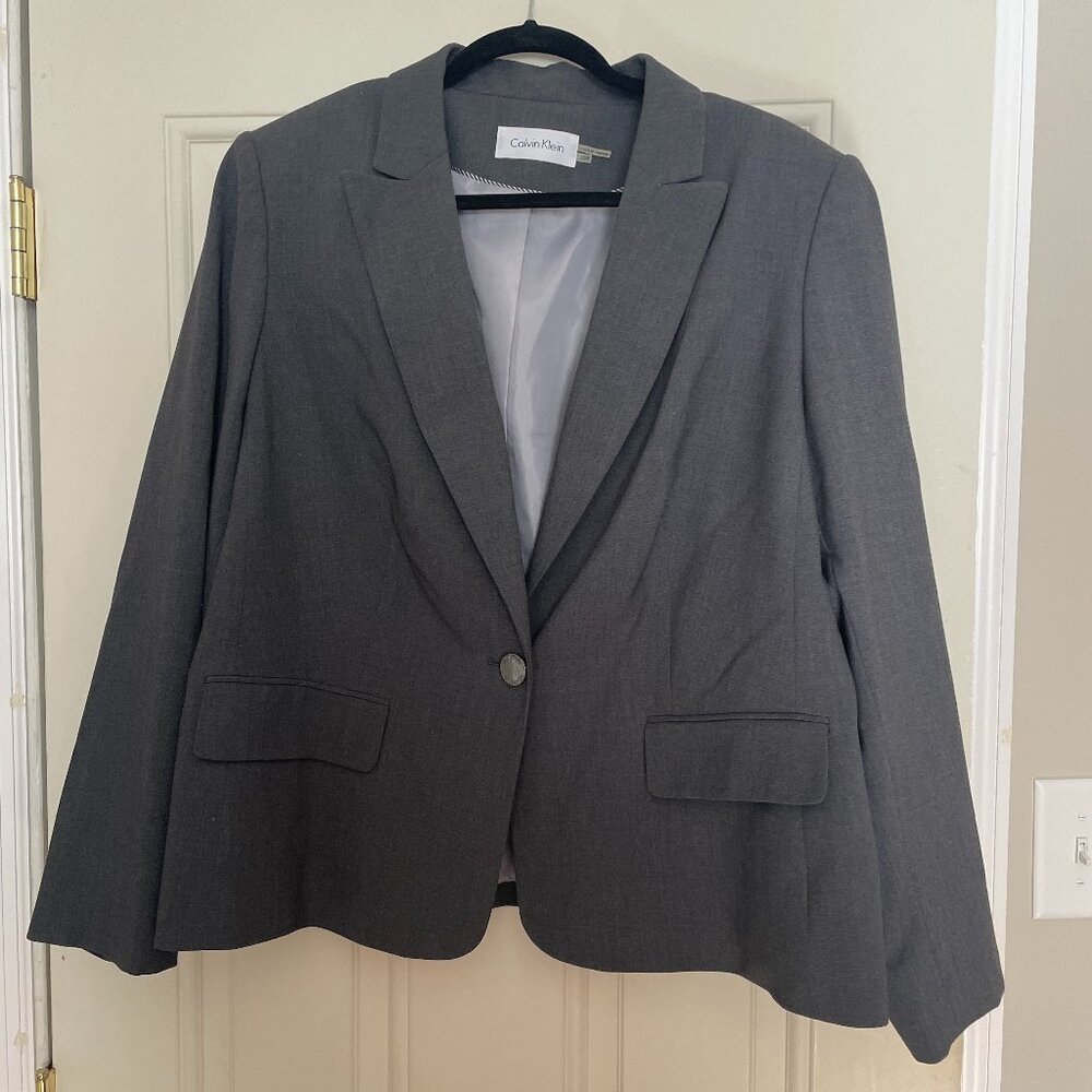 Calvin Klein Gray Skirt Suit - Size 20W